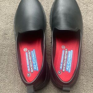 Skechers Black Slip-On and Slip Resistant w/ Memory Foam insoles
